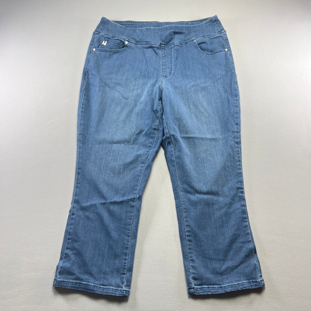Belle By Kim Gravel Cropped Jeans Womens 18 Blue Denim Cotton Stretch High Rise